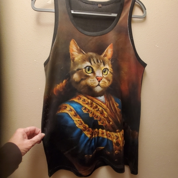 Source Unknown Tops - Women's size mediumtank tap with an awesome cat picture on the front Mesh